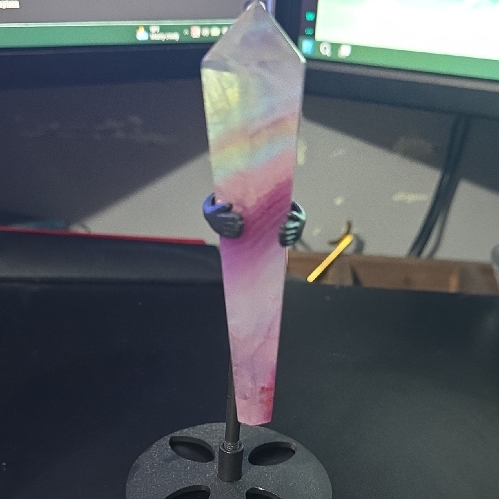 Uv reactive 4" fluorite wand with stand